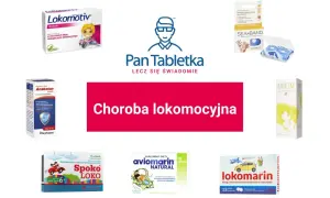 Produkty na chorobę lokomocyjną: Lokomotiv, Anaketon, Spoko Loko, Aviomarin, Lokomarin, Sea-Band.