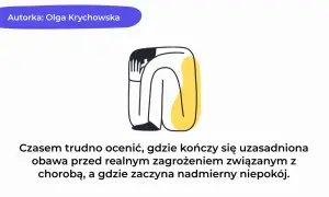 Ilustracja przedstawia skuloną postać, symbolizującą niepokój związany z chorobami przewlekłymi.