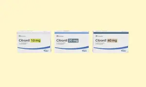 Trzy opakowania leku Citronil: 10 mg, 20 mg i 40 mg, każde po 28 tabletek.