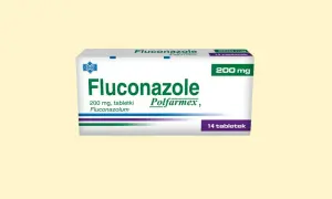 Opakowanie leku Fluconazole 200 mg od Polfarmex, dostępne bez recepty, zawiera 14 tabletek.