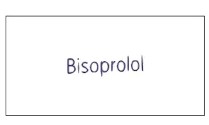 Napis "Bisoprolol" na białym tle. Lek ten pomaga regulować pracę serca.