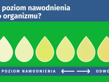 Kolor moczu od jasnego do ciemnego wskazuje na poziom nawodnienia organizmu. Jasny kolor to wysokie nawodnienie, ciemny to odwodnienie.