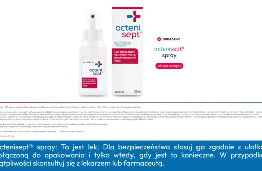 Spray Octenisept do odkażania ran i skóry. Pomocny przy zapaleniu napletka i innych infekcjach. Bez recepty.