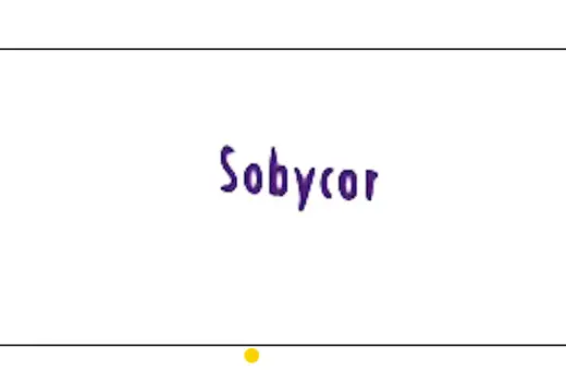 Logo Sobycor w kolorze fioletowym, na białym tle.