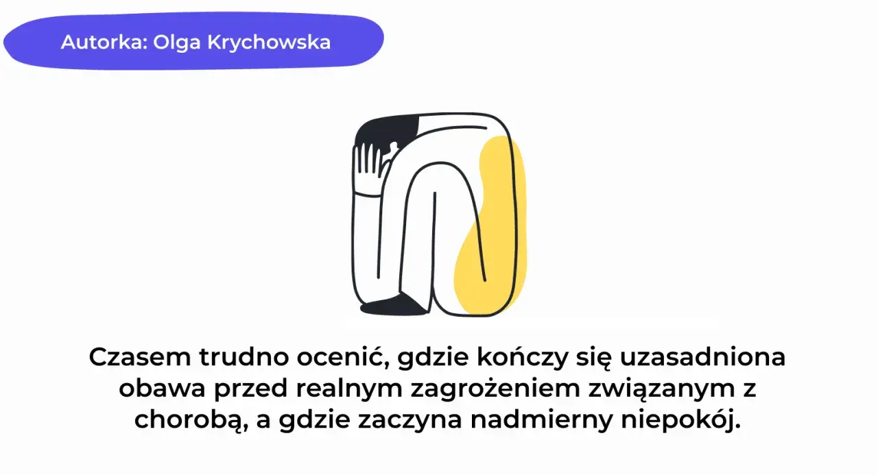 Ilustracja przedstawia skuloną postać, symbolizującą niepokój związany z chorobami przewlekłymi.