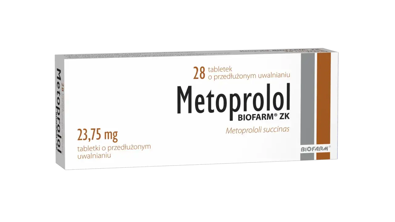 Opakowanie leku Metoprolol 23,75 mg, 28 tabletek o przedłużonym uwalnianiu, producenta BIOFARM.