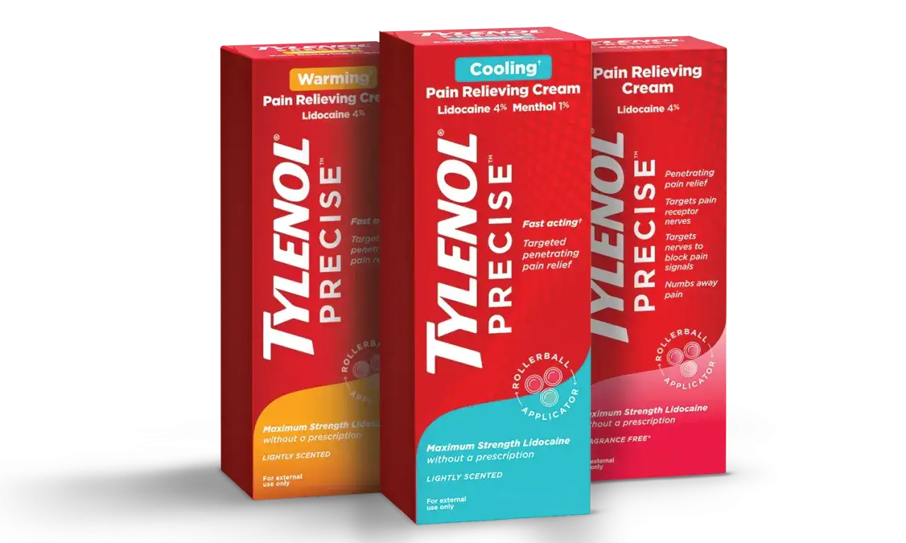 Tylko najlepsza maść przeciwbólowa i przeciwzapalna: Tylenol Precise w wersjach Warming i Cooling, z aplikatorem roll-on.